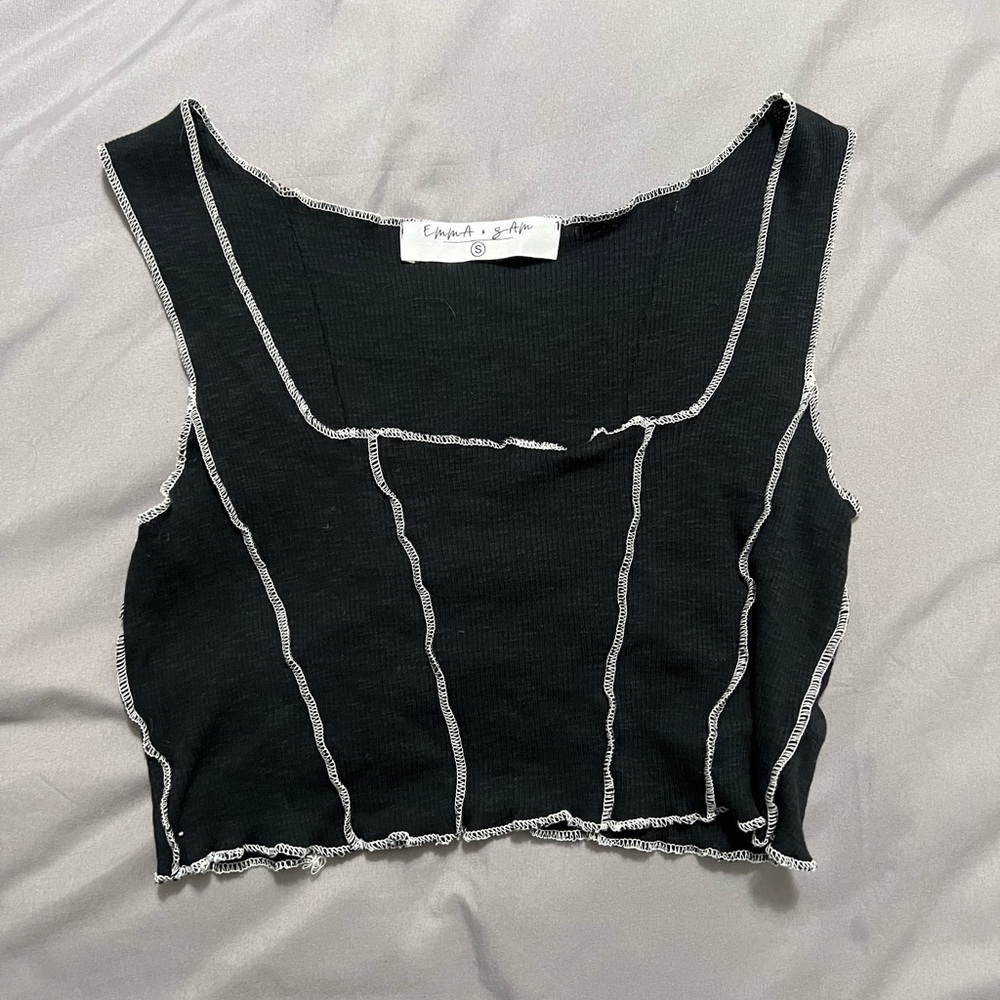 Emma & Sam Black and White Crop Tank